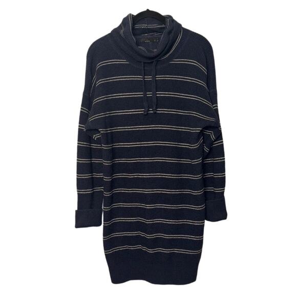 PrAna Milani Dress Nautical Stripe Waffle Knit Funnel Neck Blue Women's Small - Picture 3 of 16